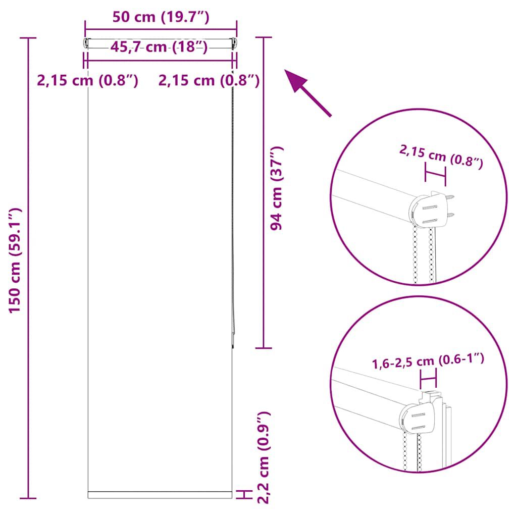 vidaXL Ρολέρ Μπλακάουτ Coffee 50x150 εκ. Πλάτος υφάσματος 45,7 εκ.