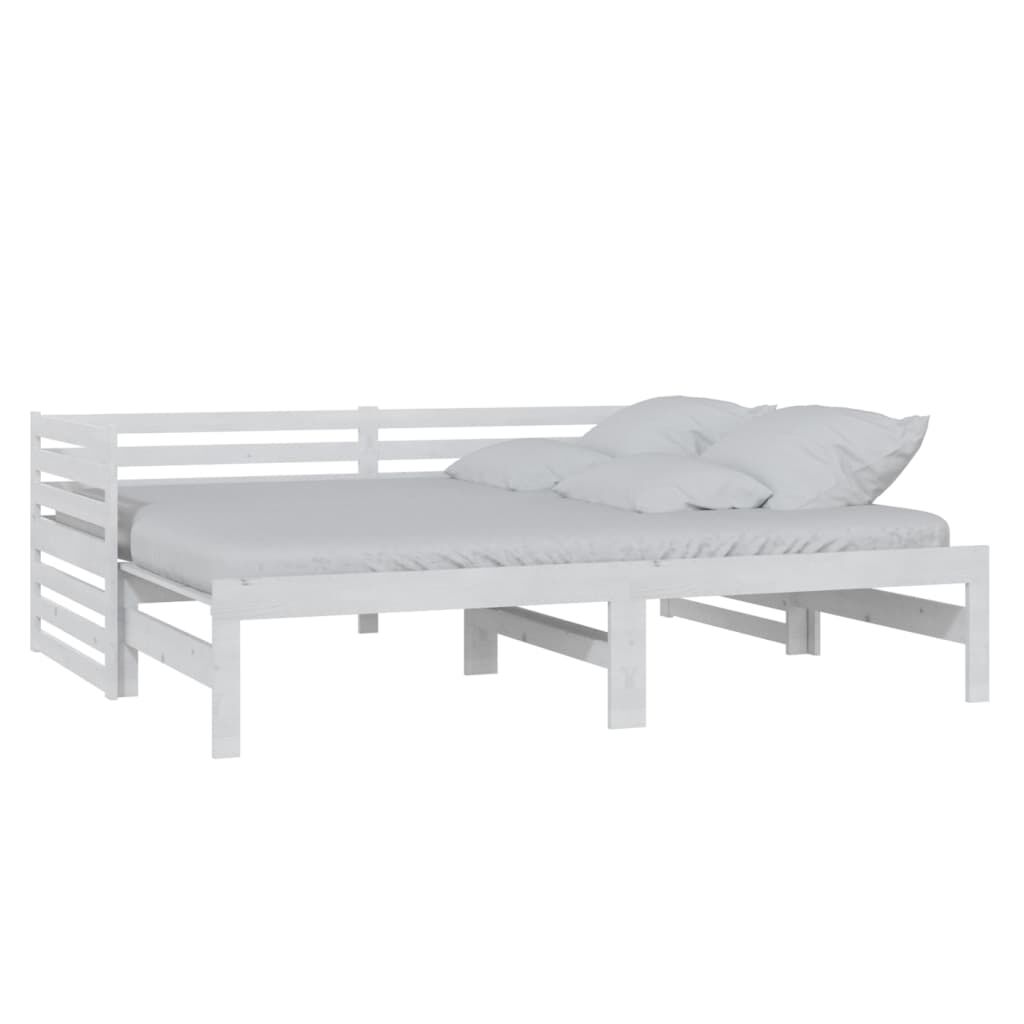 vidaXL Καναπές Κρεβάτι Λευκός 2 x (90 x 200) εκ. από Μασίφ Ξύλο Πεύκου