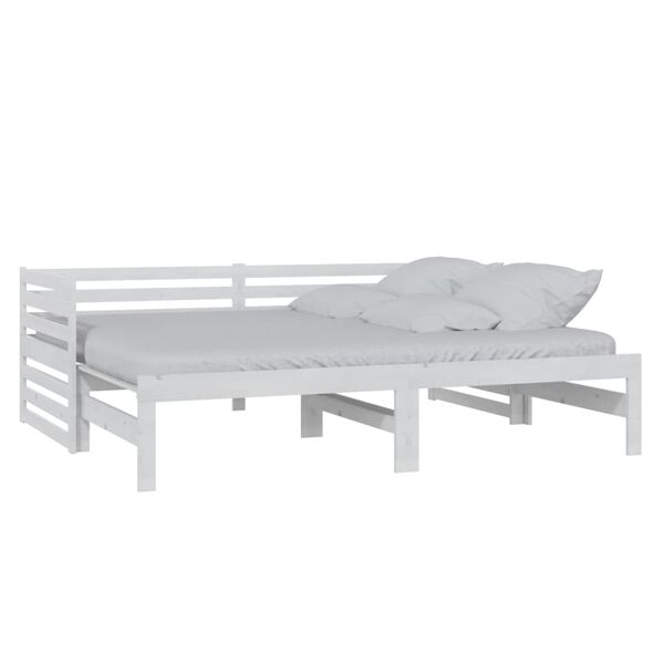 vidaXL Καναπές Κρεβάτι Λευκός 2 x (90 x 200) εκ. από Μασίφ Ξύλο Πεύκου