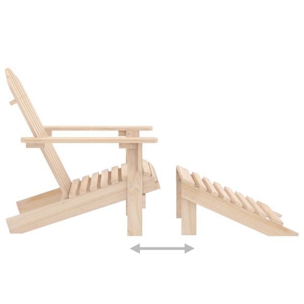 vidaXL Καρέκλα Κήπου Adirondack με Υποπόδιο & Τραπέζι από Ξύλο Ελάτης