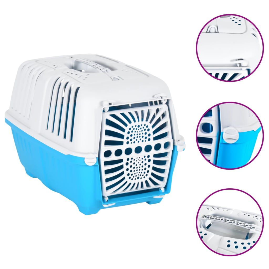 vidaXL Κλουβί Μεταφ. Κατοικίδιων Λευκό/Μπλε 48x31,5x33εκ Πολυπρ/λένιο