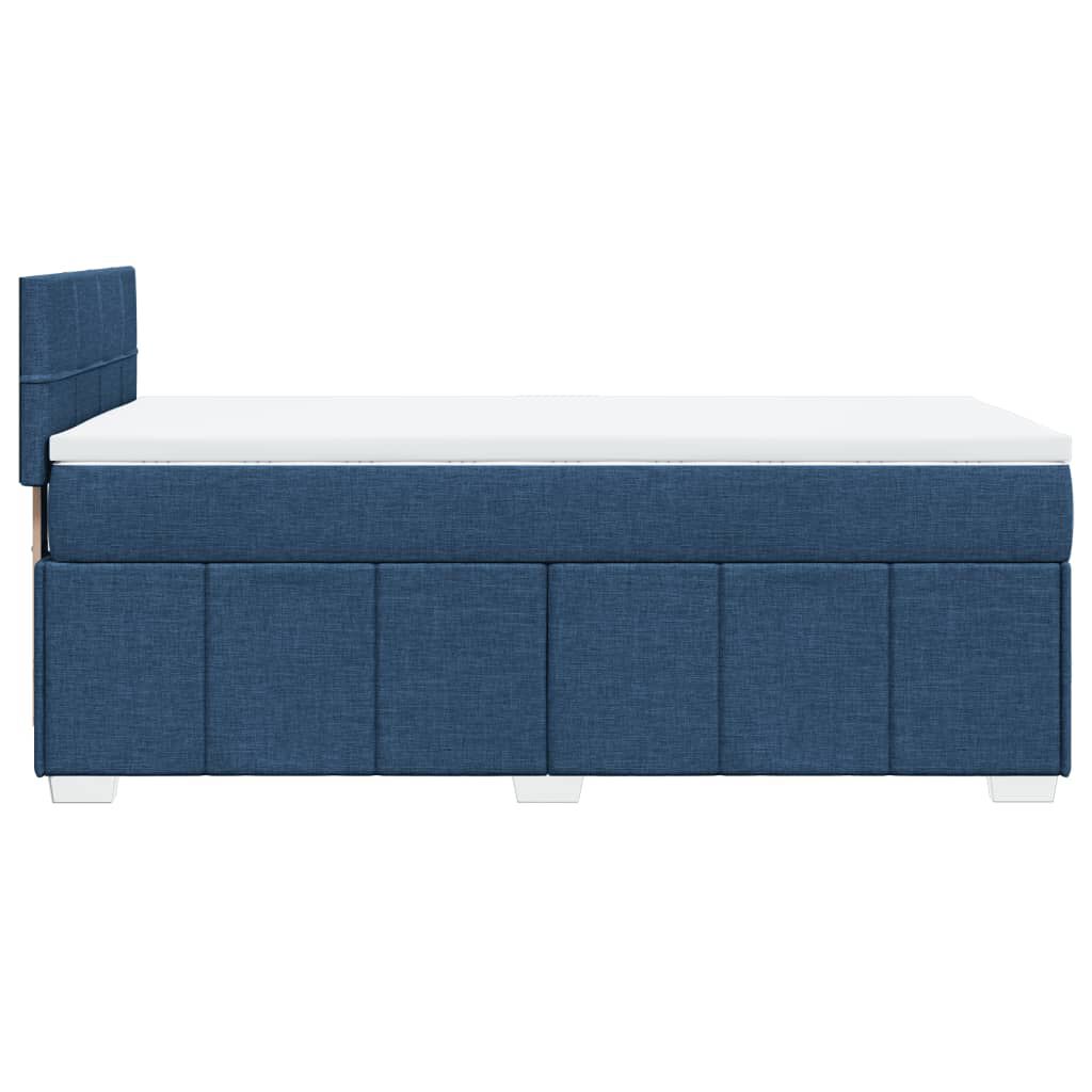vidaXL Κρεβάτι Boxspring με Στρώμα Μπλε 90x200 εκ.Υφασμάτινο