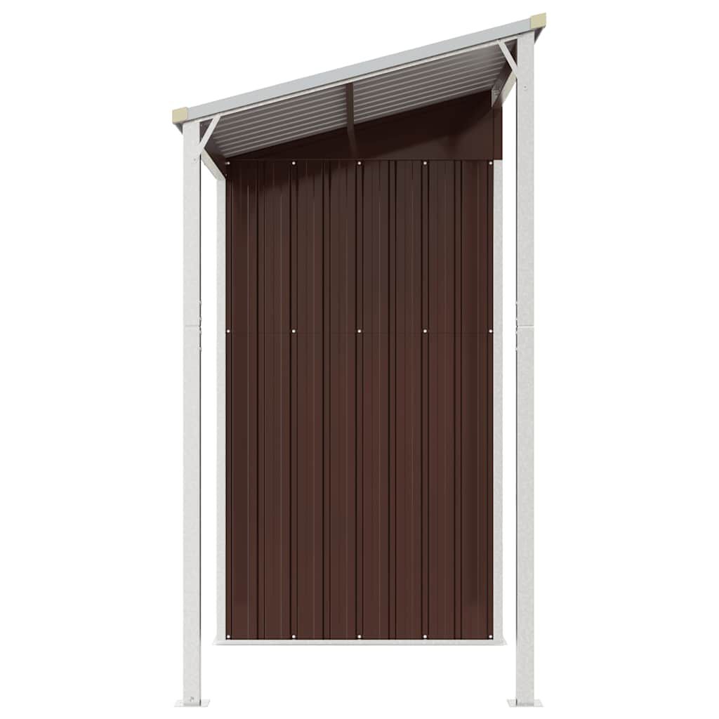 vidaXL Αποθήκη Κήπου Εκτεταμένη Οροφή Καφέ 277x107x181 εκ. Ατσάλι