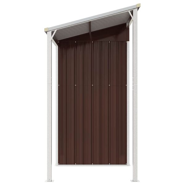 vidaXL Αποθήκη Κήπου Εκτεταμένη Οροφή Καφέ 277x107x181 εκ. Ατσάλι