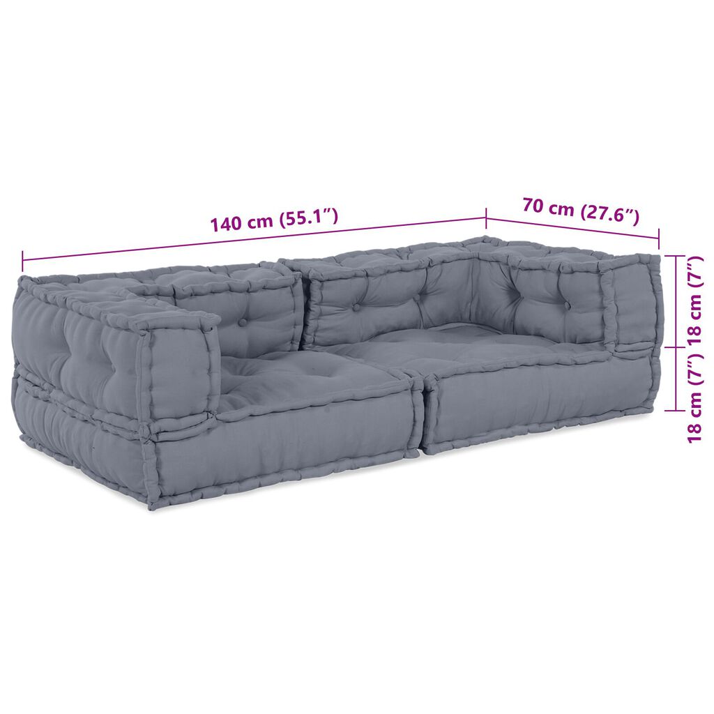 vidaXL Modular Πουφ Γκρί 140x70x36 Υφασμάτινο