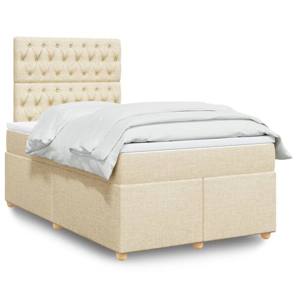 vidaXL &Kappa;&rho;&epsilon;&beta;ά&tau;&iota; Boxspring &mu;&epsilon; &Sigma;&tau;&rho;ώ&mu;&alpha; &Kappa;&rho;&epsilon;&mu; 120x190 &epsilon;&kappa;. &Upsilon;&phi;&alpha;&sigma;&mu;ά&tau;&iota;&nu;&omicron;