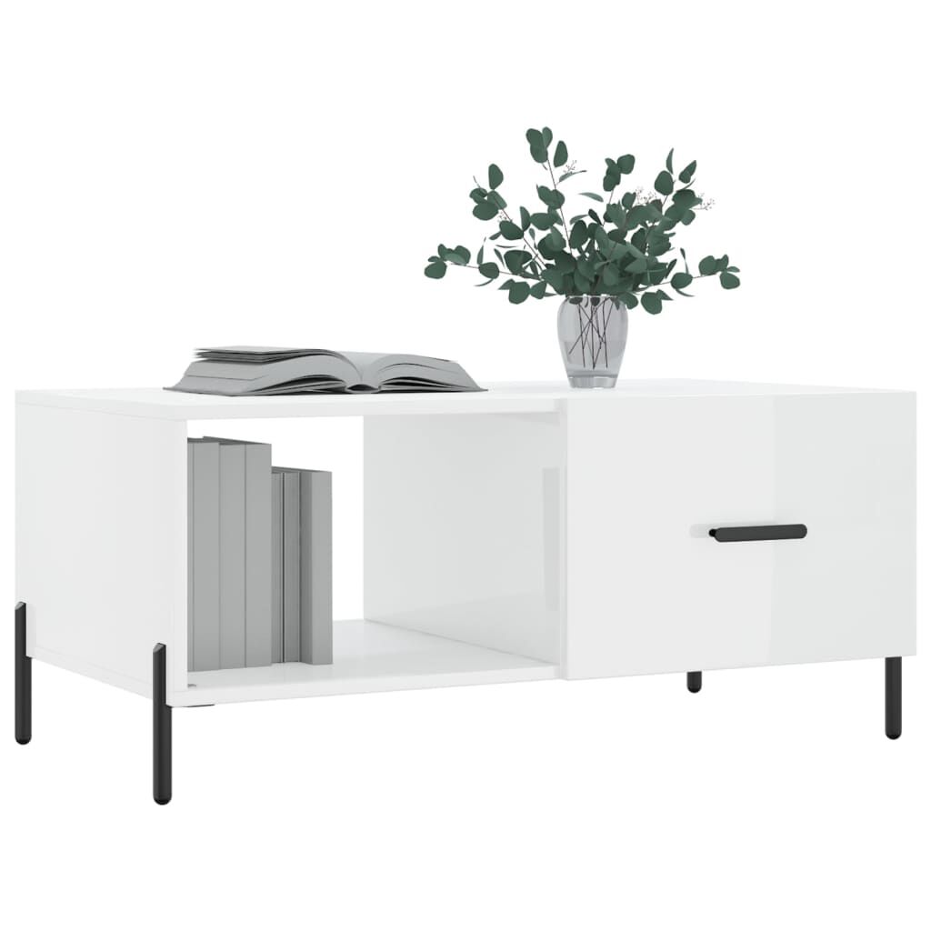 vidaXL Τραπεζάκι Σαλονιού Γυαλ. Λευκό 90x50x40 εκ. Επεξεργ. Ξύλο