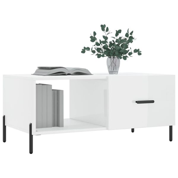 vidaXL Τραπεζάκι Σαλονιού Γυαλ. Λευκό 90x50x40 εκ. Επεξεργ. Ξύλο