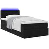vidaXL Οθωμανικό κρεβάτι με στρώμα & LEDs Μαύρο 100x200cm Velvet