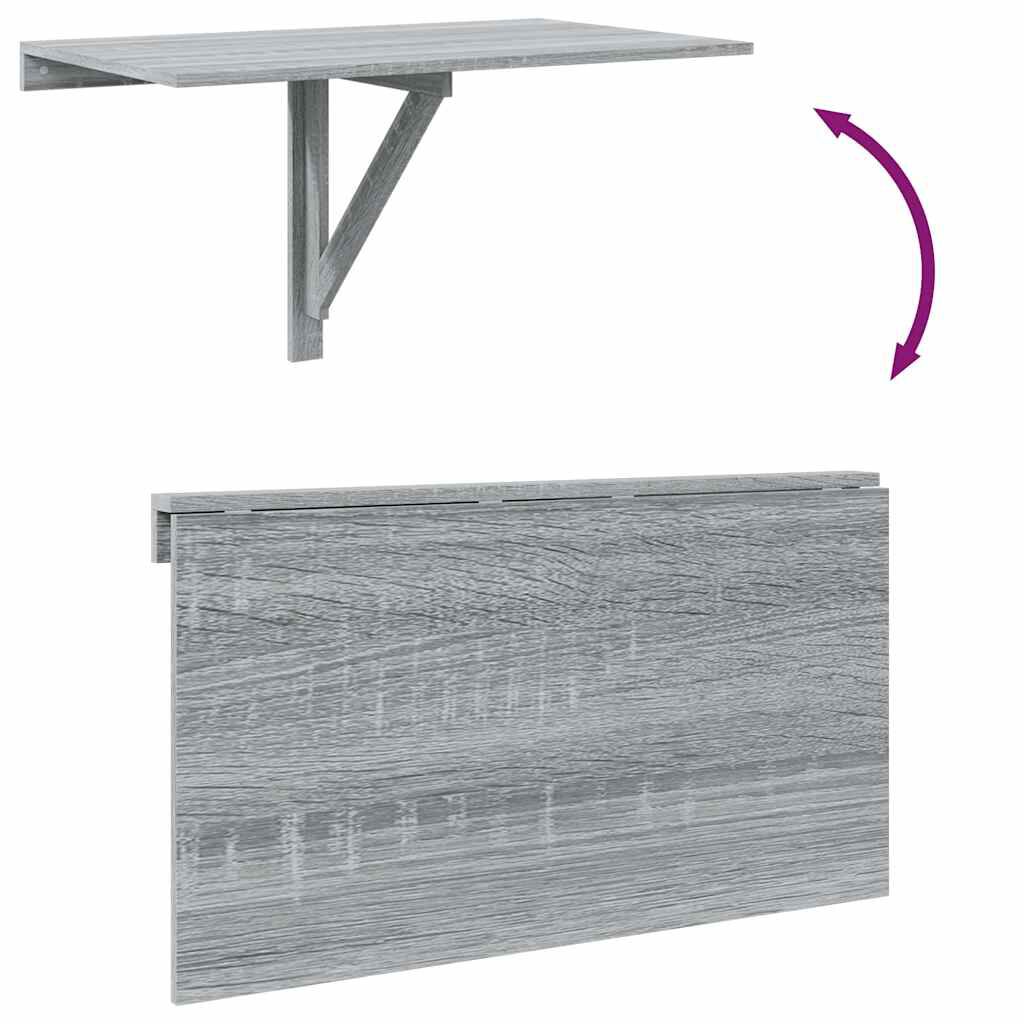 vidaXL Τραπέζι Τοίχου Πτυσσόμενο Γκρι Sonoma 10x60x56 εκ. Επεξ. Ξύλο