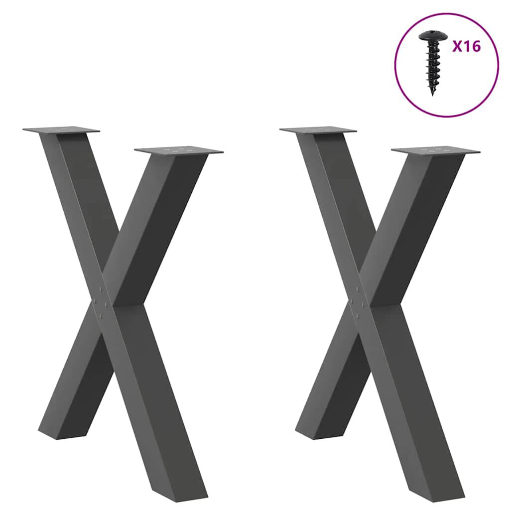 vidaXL Πόδια Τραπεζαρίας σε Σχήμα Χ 2 τεμ. Ανθρακί 80x(72-73) εκ. Ατσάλι