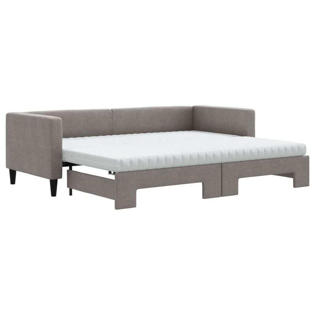 vidaXL Καναπές Κρεβάτι Συρόμενος Taupe 80x200 εκ. Υφασμάτινος Στρώματα