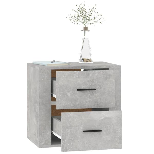 vidaXL Κομοδίνο Επιτοίχιο Γκρι Σκυροδέματος 50x36x47 εκ.