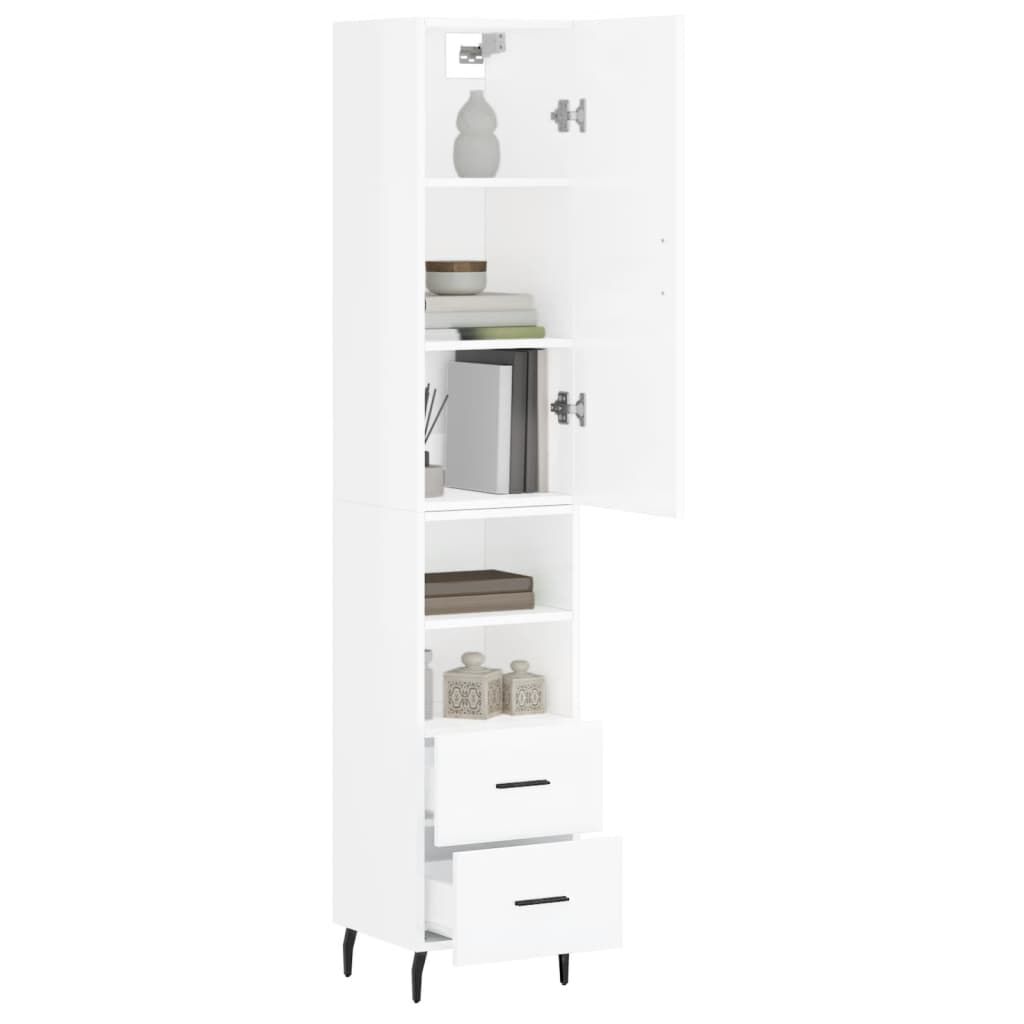 vidaXL Ντουλάπι Γυαλ. Λευκό 34,5 x 34 x 180 εκ. από Επεξεργασμένο Ξύλο
