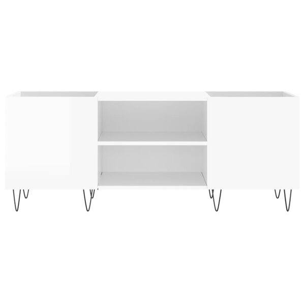 vidaXL Δισκοθήκη Γυαλιστερή Λευκή 121x38x48 εκ. από Επεξεργασμένο Ξύλο