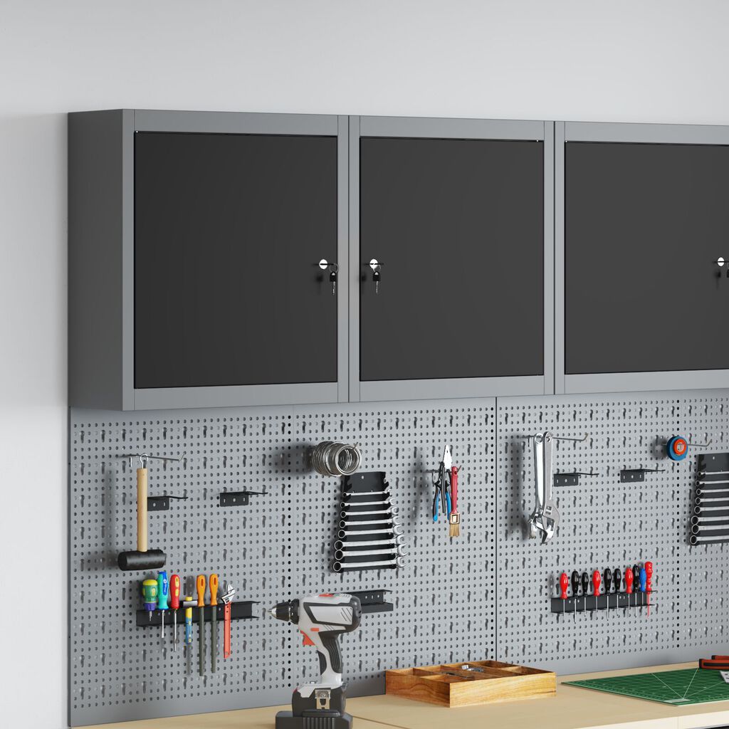 vidaXL Ντουλάπα Εργαλείων Τοίχου Μαύρη 50x20x55 εκ Ατσάλι