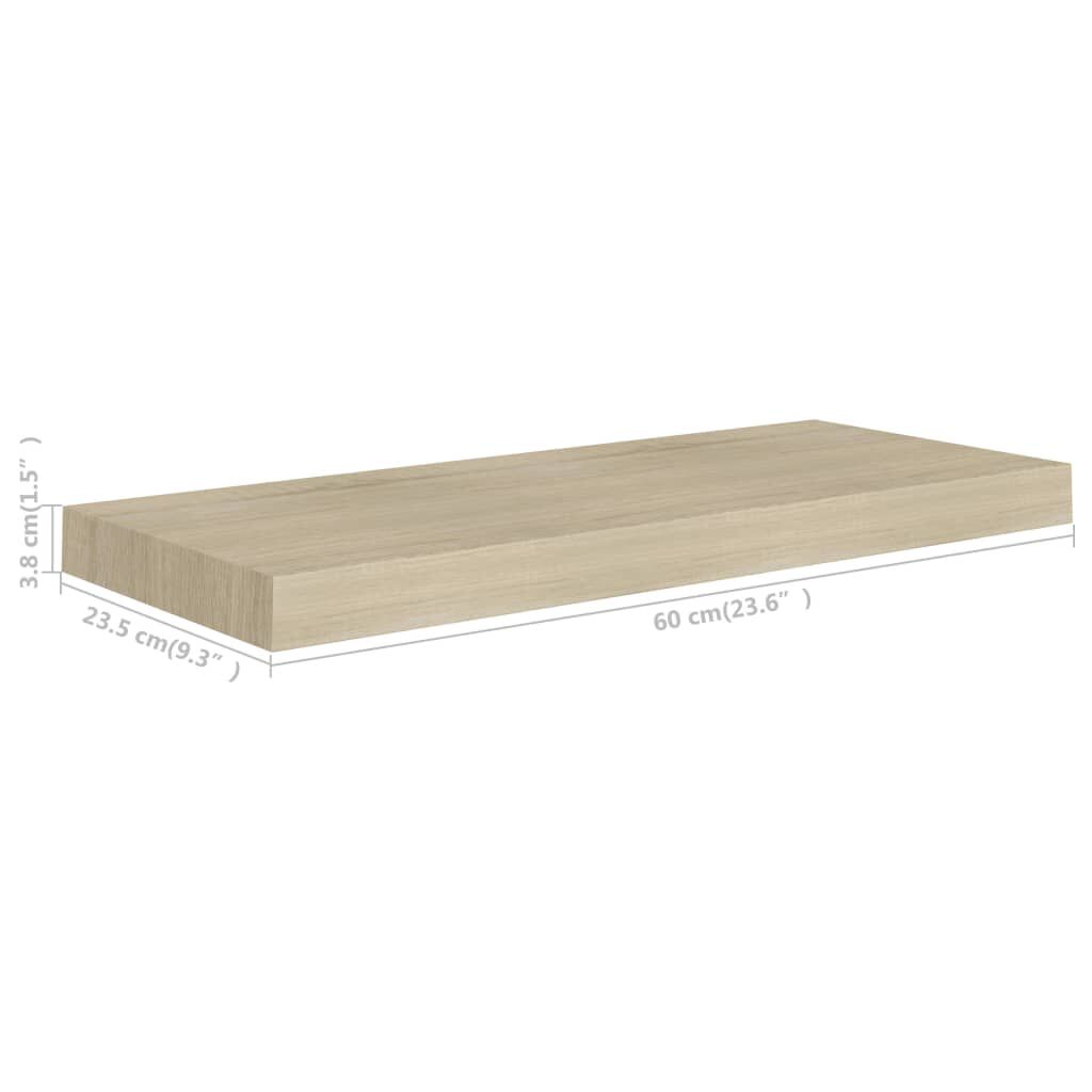 vidaXL Ράφι Τοίχου Χρώμα Δρυός 60x23,5x3,8 εκ. MDF