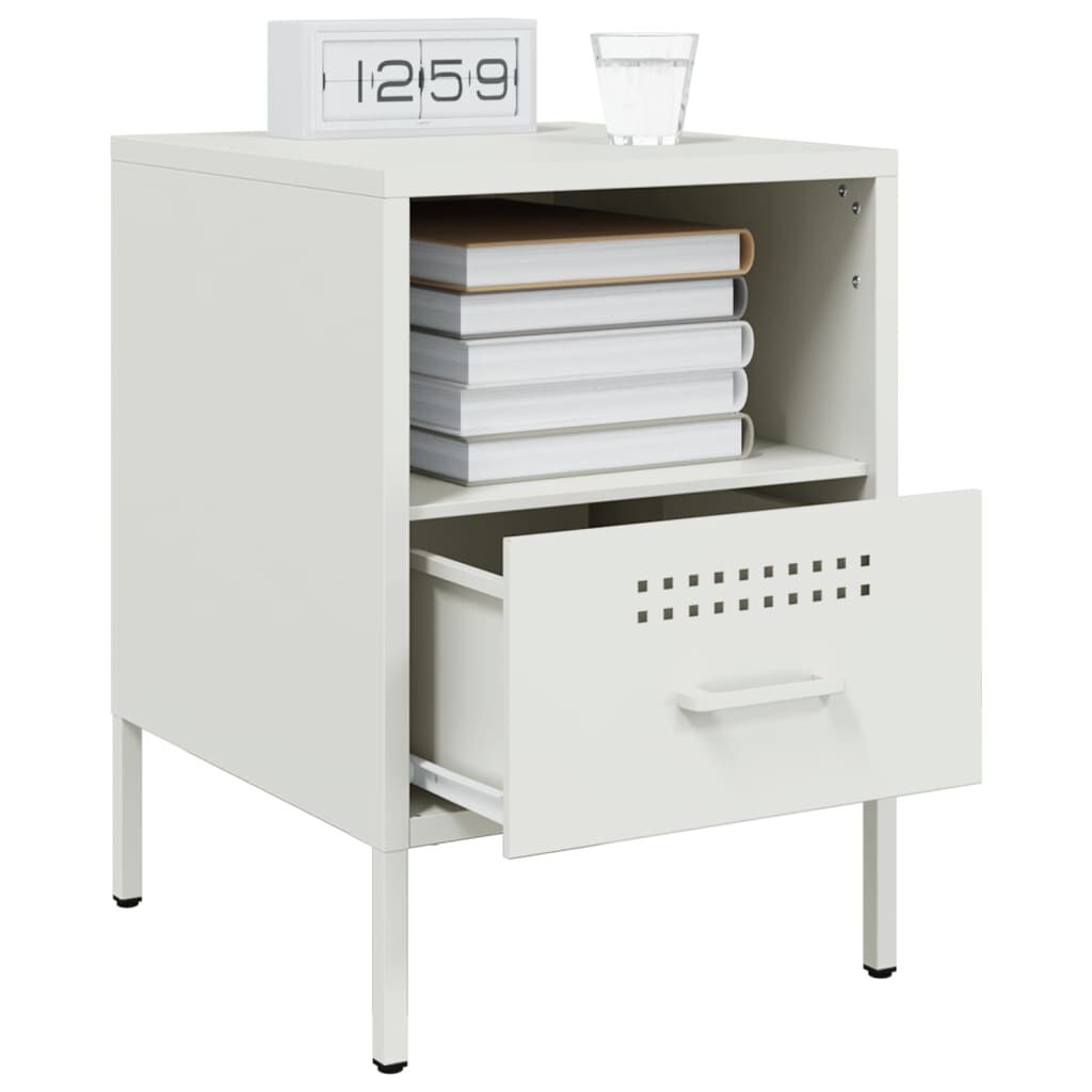 vidaXL Κομοδίνα 2 τεμ. Λευκές 36x39x50,5 εκ. Χάλυβα