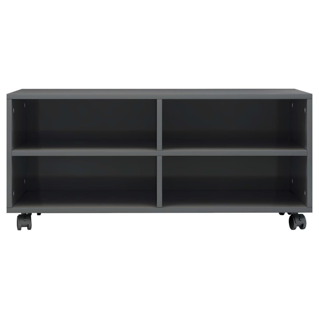 vidaXL Έπιπλο TV με Ρόδες Γυαλιστερό Γκρι 90x35x35 εκ. Μοριοσανίδα