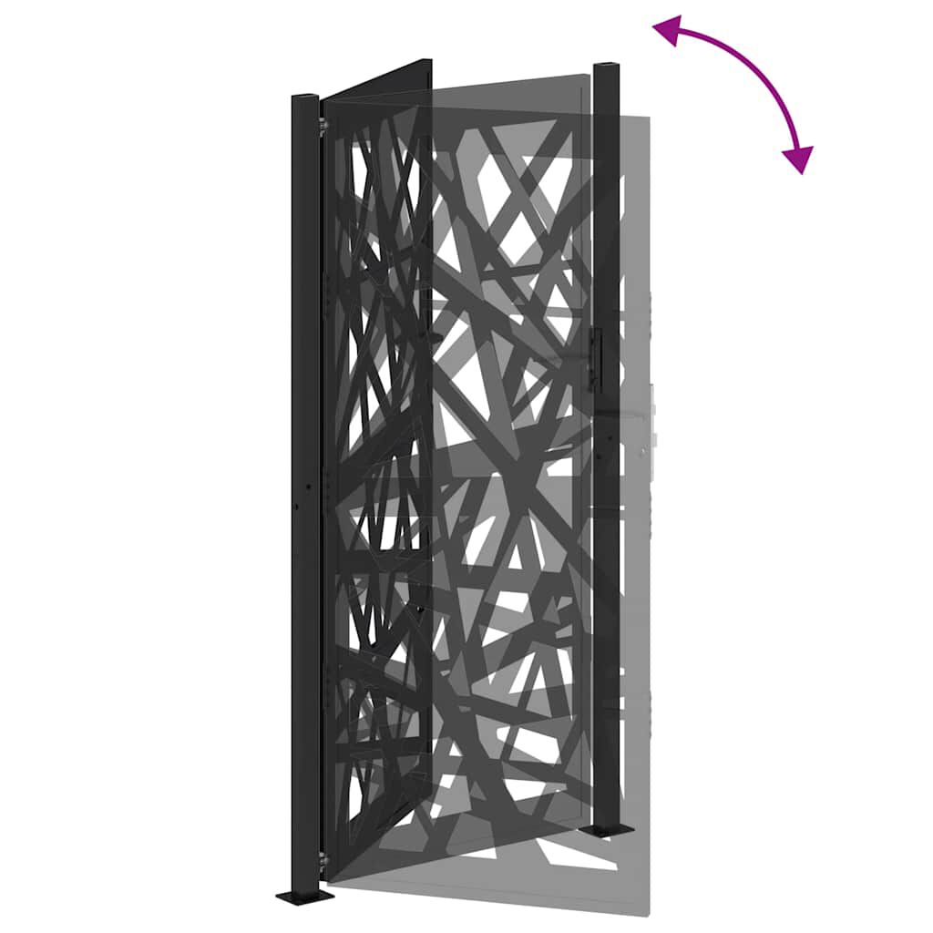 vidaXL Πύλη κήπου Μαύρη 105x205 cm Ατσάλινη ελαφριά σχεδίαση