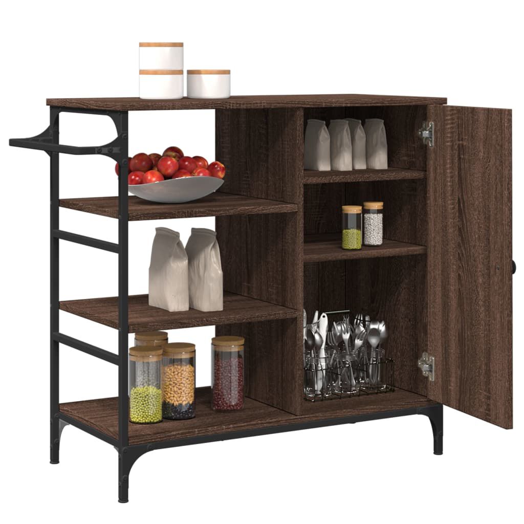 vidaXL Τρόλεϊ Κουζίνας Καφέ Δρυς 87,5x38,5x84,5 εκ. Επεξ. Ξύλο