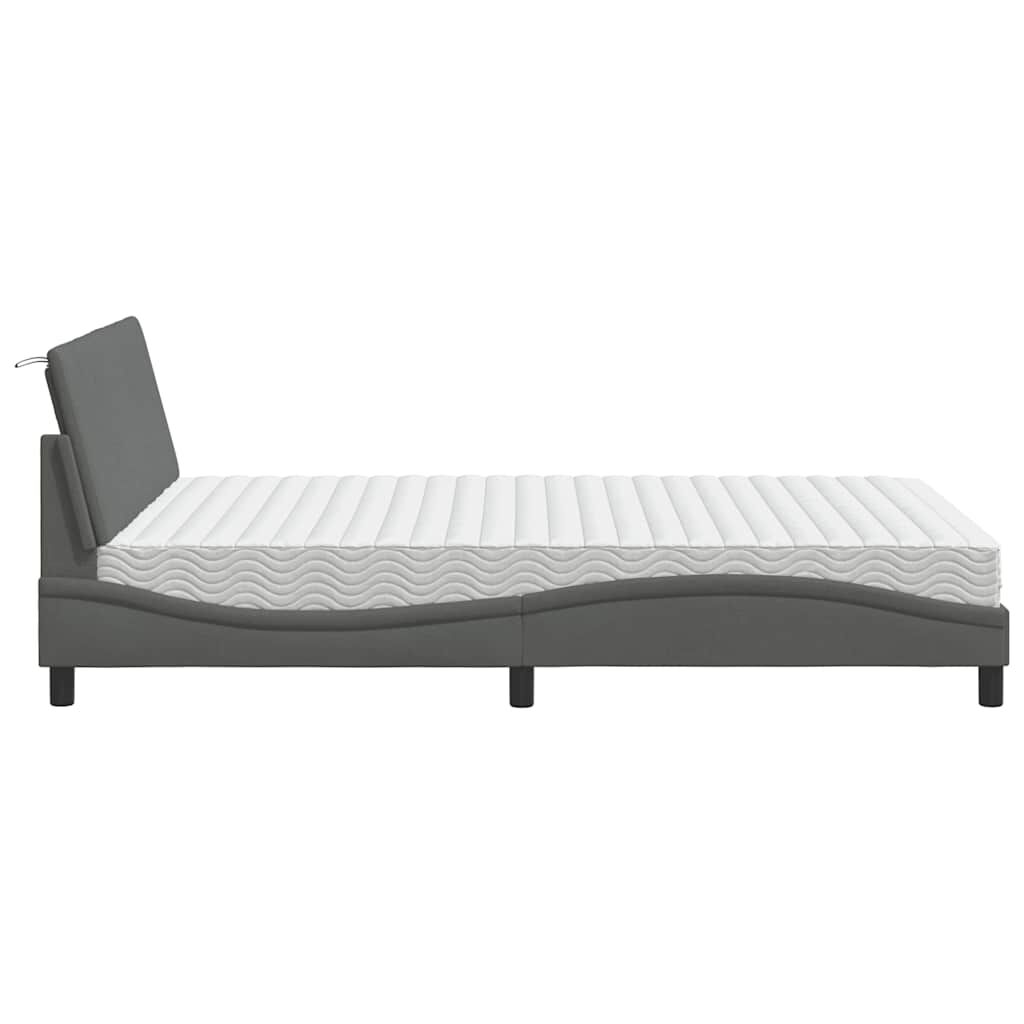 vidaXL Κρεβάτι με Στρώμα Σκούρο Γκρι 140x200 εκ Υφασμάτινο