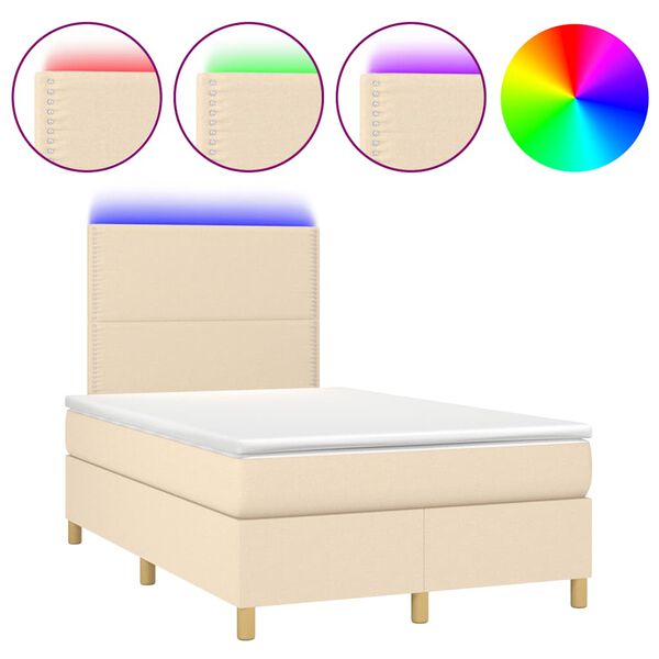 vidaXL &Kappa;&rho;&epsilon;&beta;ά&tau;&iota; Boxspring &mu;&epsilon; &Sigma;&tau;&rho;ώ&mu;&alpha; & LED &Kappa;&rho;&epsilon;&mu; 120x190 &epsilon;&kappa;. &Upsilon;&phi;&alpha;&sigma;&mu;ά&tau;&iota;&nu;&omicron;