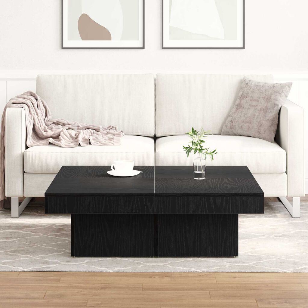 vidaXL Τραπέζι σαλονιού Μαύρο Δρυς 90x90x28 εκ. Φτιαγμένο από ξύλο