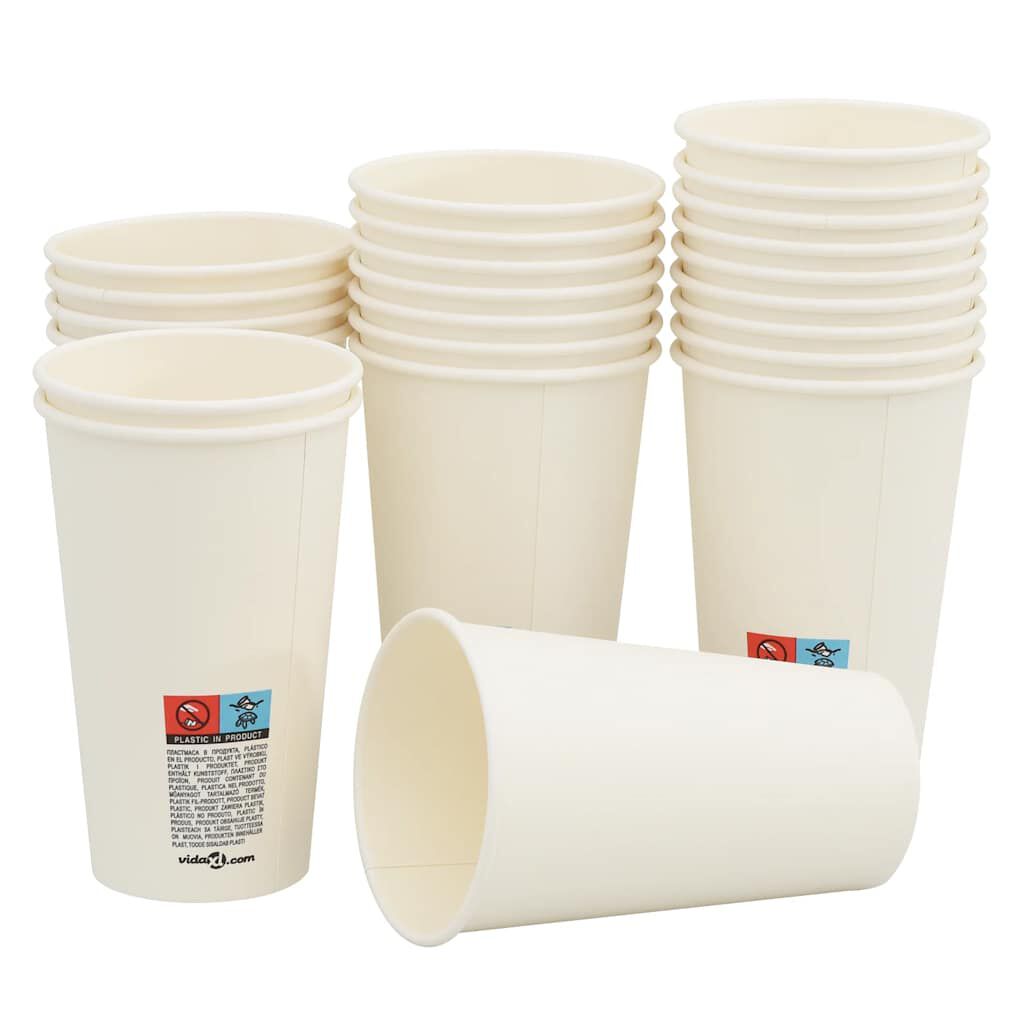 vidaXL Χάρτινα κύπελλα καφέ 1000 τεμάχια 16oz 400ml Λευκό