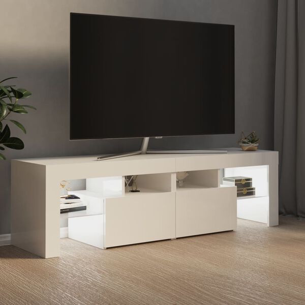 vidaXL Έπιπλο Τηλεόρασης με LED Γυαλιστερό Λευκό 140x36,5x40 εκ.