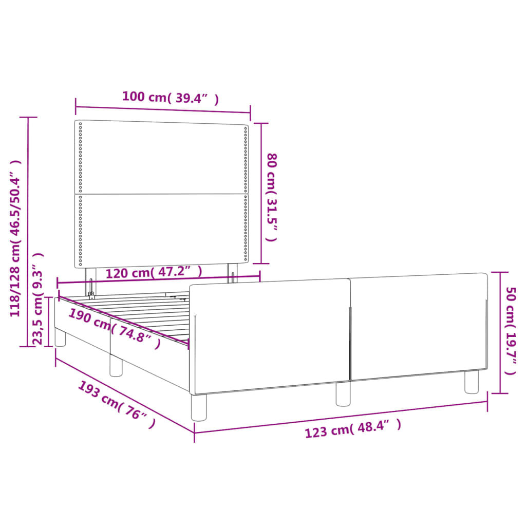 vidaXL Πλαίσιο Κρεβατιού χωρίς στρώμα Ροζ 120x190 εκ. Βελούδινο