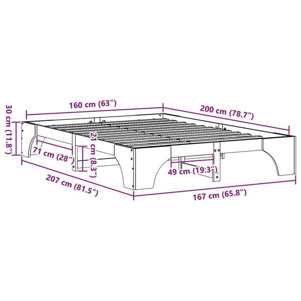 vidaXL Κρεβάτι Φυσικό Μασίφ ξύλο πεύκου 160 x 200 εκ. Modular Κρεβάτι