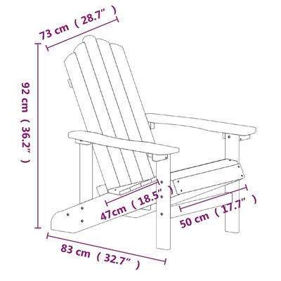 vidaXL Καρέκλα Κήπου Adirondack Λευκή από HDPE με Τραπεζάκι