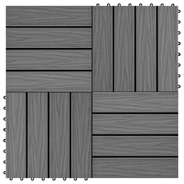 vidaXL Πλακάκια Deck 11 τεμ. Ανάγλυφα Γκρι 30x30 εκ. 1 μ² WPC
