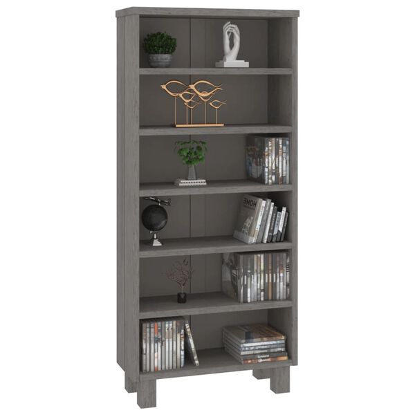 vidaXL Ραφιέρα CD HAMAR Αν. Γκρι 45x18x100 εκ. Μασίφ Ξύλο Πεύκου