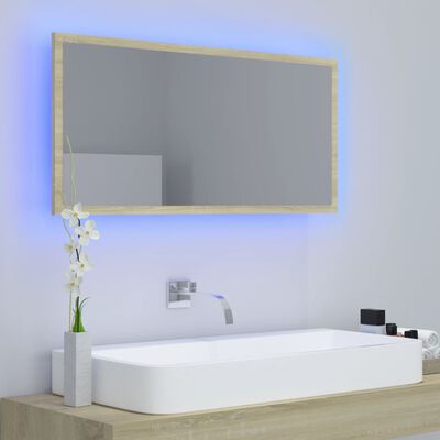 vidaXL Καθρέφτης Μπάνιου με LED Sonoma Δρυς 90x8,5x37 εκ. Ακρυλικός