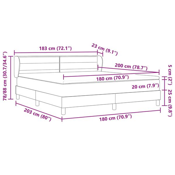 Κρεβάτι Box Spring VidaXL με Στρώμα σε Ανοιχτό Γκρι 180x200 εκ. Ύφασμα
