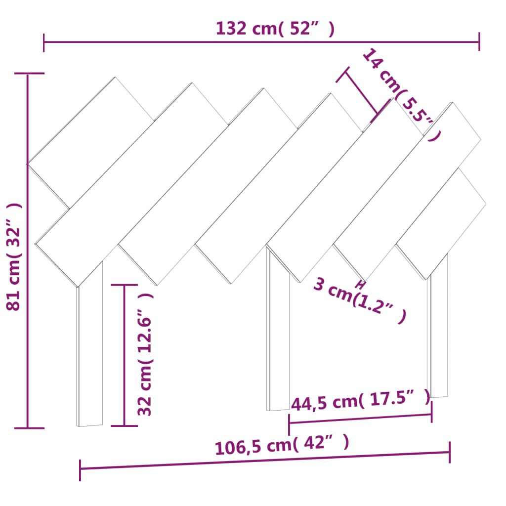 vidaXL Κεφαλάρι Κρεβατιού 132x3x81 εκ. από Μασίφ Ξύλο Πεύκου