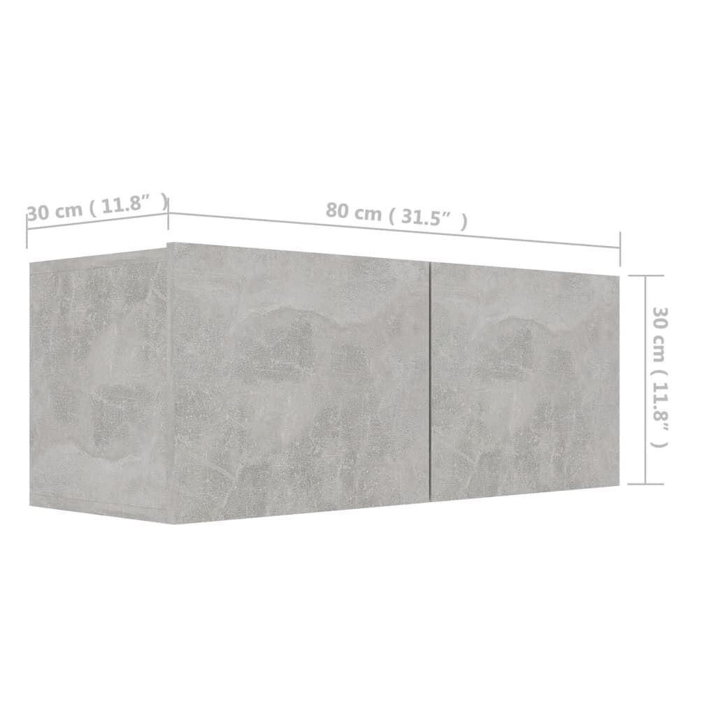 vidaXL Έπιπλο Τηλεόρασης Γκρι Σκυροδέματος 80x30x30 εκ. από Επεξ. Ξύλο