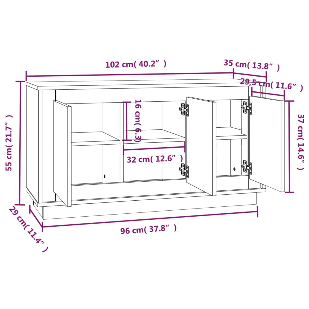 vidaXL Ντουλάπι Καπνιστή Δρυς 102x35x55 εκ. από Επεξεργασμένο Ξύλο