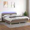 vidaXL &Kappa;&rho;&epsilon;&beta;ά&tau;&iota; Boxspring &mu;&epsilon; &Sigma;&tau;&rho;ώ&mu;&alpha; & LED Taupe 180x200 &epsilon;&kappa;. &Upsilon;&phi;&alpha;&sigma;&mu;ά&tau;&iota;&nu;&omicron;
