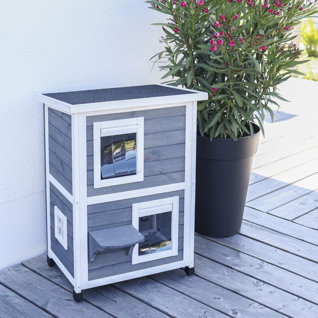 Kerbl Outdoor Γατόσπιτο Family 57 x 55 x 80 εκ. Γκρι και Λευκό