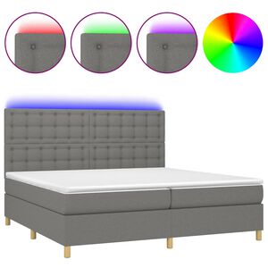 vidaXL &Kappa;&rho;&epsilon;&beta;ά&tau;&iota; Boxspring &mu;&epsilon; &Sigma;&tau;&rho;ώ&mu;&alpha; & LED &Sigma;&kappa;.&Gamma;&kappa;&rho;&iota; 200x200&epsilon;&kappa;. &Upsilon;&phi;&alpha;&sigma;&mu;ά&tau;&iota;&nu;&omicron;