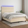 vidaXL &Kappa;&rho;&epsilon;&beta;ά&tau;&iota; Boxspring &mu;&epsilon; &Sigma;&tau;&rho;ώ&mu;&alpha; & LED &Kappa;&rho;&epsilon;&mu; 140x190 &epsilon;&kappa;. &Upsilon;&phi;&alpha;&sigma;&mu;ά&tau;&iota;&nu;&omicron;
