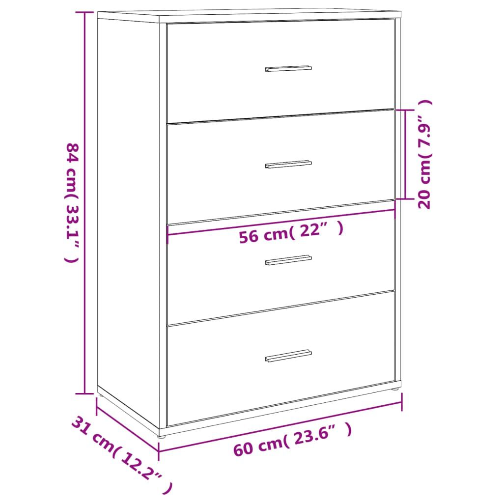 vidaXL Βοηθητικό Ντουλάπι Λευκό 60x31x84 εκ. από Επεξεργασμένο Ξύλο