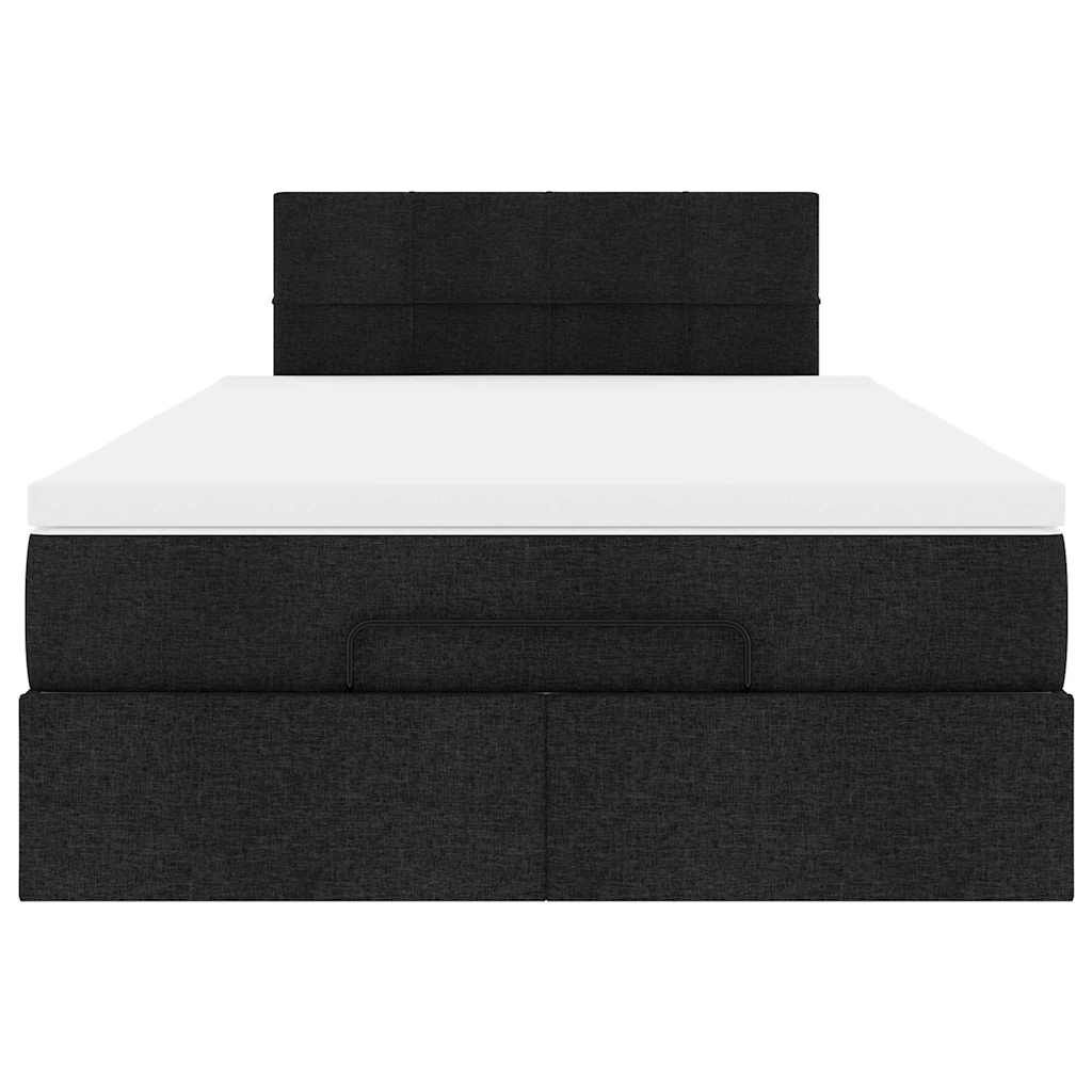 vidaXL Οθωμανικό κρεβάτι με στρώμα & LEDs Μαύρο 120x200 cm Ύφασμα