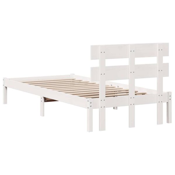 vidaXL Σκελετός Κρεβατιού Λευκό 90 x 200 cm Μασίφ ξύλο πεύκου