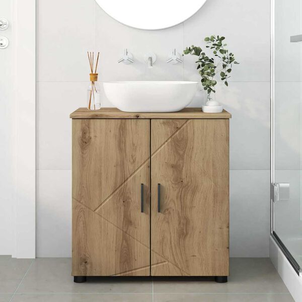 vidaXL Ντουλάπι Μπάνιου με ράφι με πόρτα artisan δρυς 61 x 35 x 64 εκ.