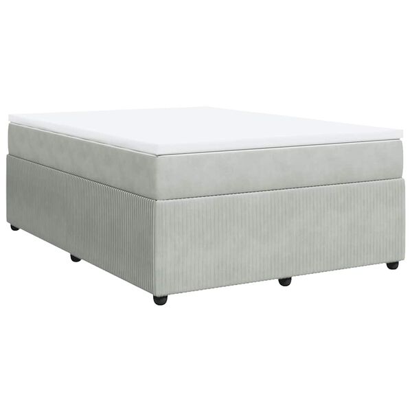 vidaXL Κρεβάτι Boxspring με Στρώμα Ανοιχτό Γκρι 140x190 εκ. Βελούδινο