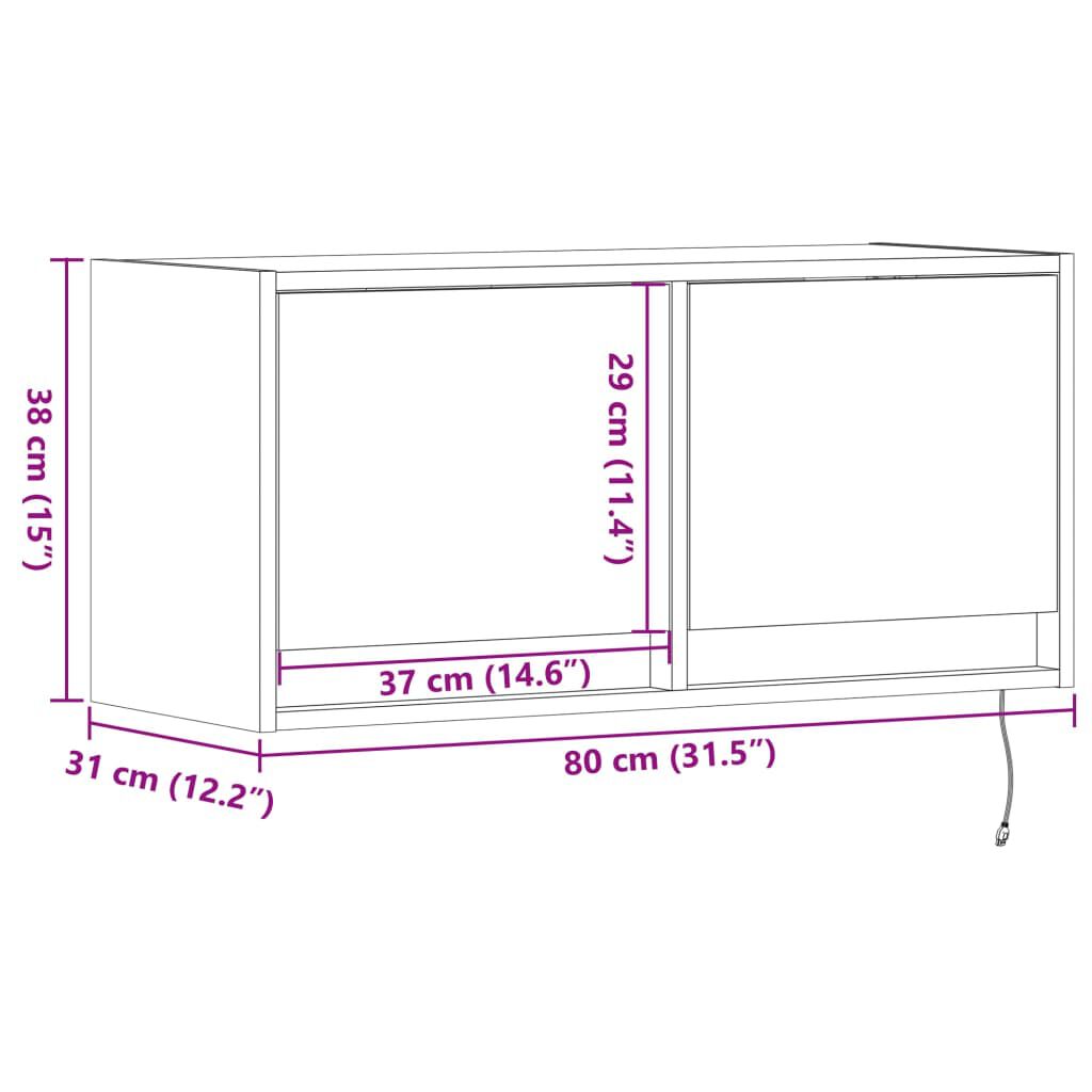 vidaXL Έπιπλο Τηλεόρασης με LED Γκρι Σκυροδέματος 80x31x38 εκ.